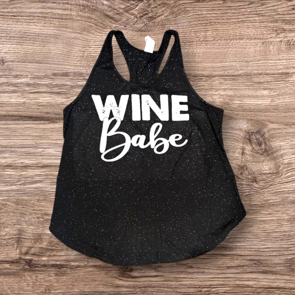 Tops - Black Wine babe Graphic Tank Top